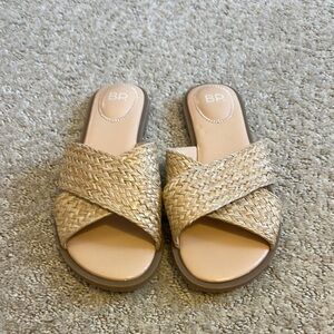 bp Women's Tan Woven Slide Sandals